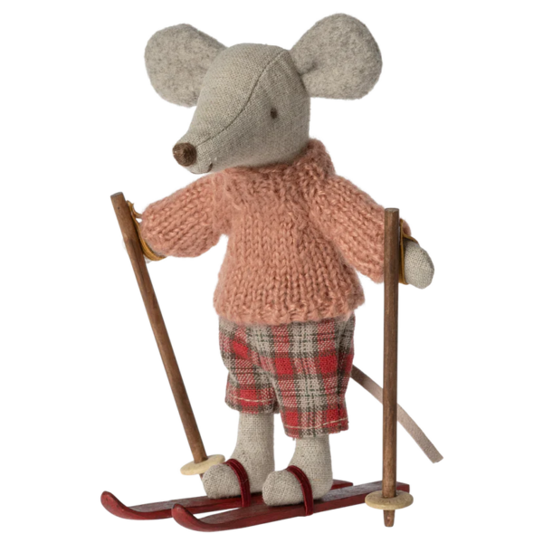 Maileg Vintermus med ski - Storesøster