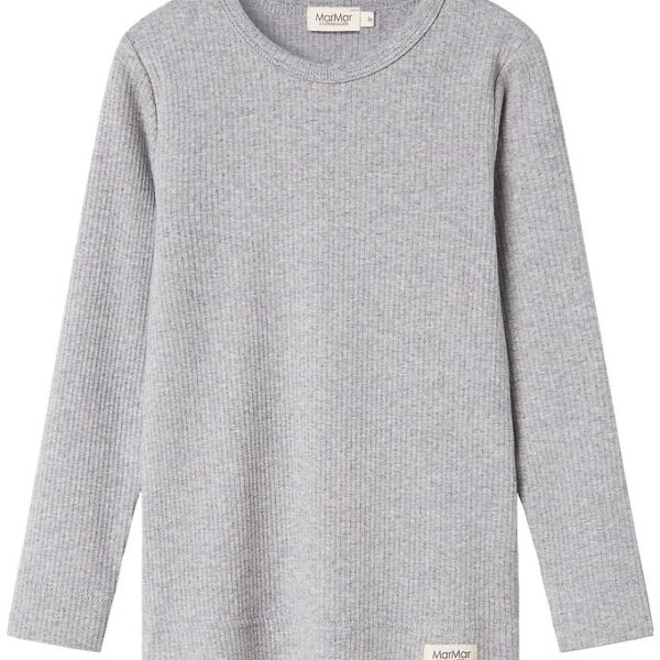 MarMar Bluse - Rib - Plain - Noos - Lysegråmeleret