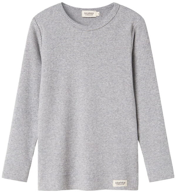 MarMar Bluse - Rib - Plain - Noos - Lysegråmeleret