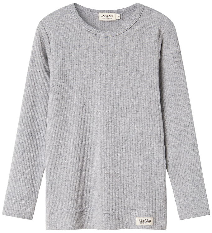 MarMar Bluse - Rib - Plain - Noos - Lysegråmeleret