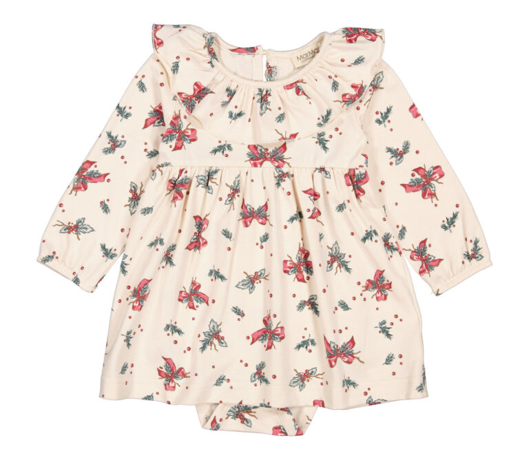 MarMar Riva Dress - Bows of Holly - 62 cm / 4 mdr. MarMar Riva Dress - Bows of Holly - 62 cm / 4 mdr.