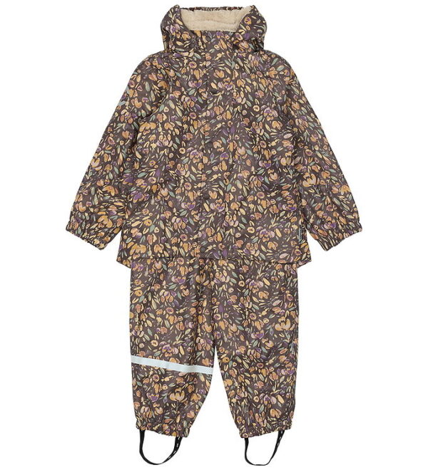 Mikk-Line Regntøj m. Fleece/Seler - PU - Recycled - Raisin m. Bl