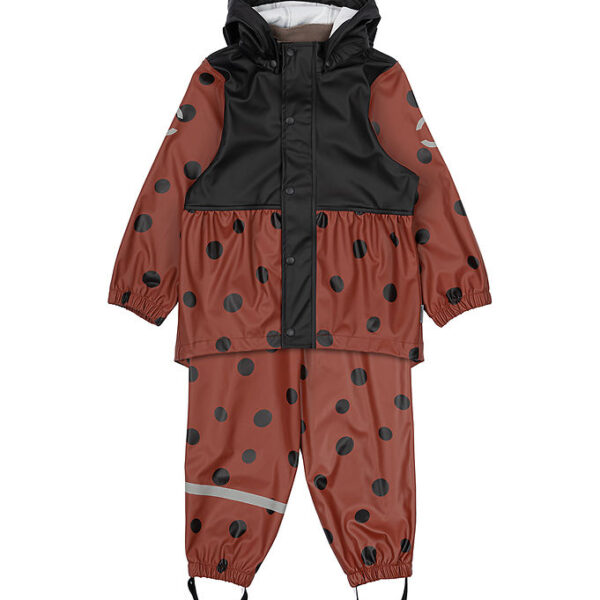 Mikk-Line Regntøj m. Seler - PU - Henna m. Mariehøne