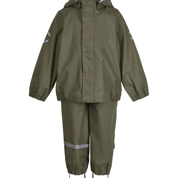 Mikk-Line Regntøj m. Seler - PU - Recycled - Dusty Olive