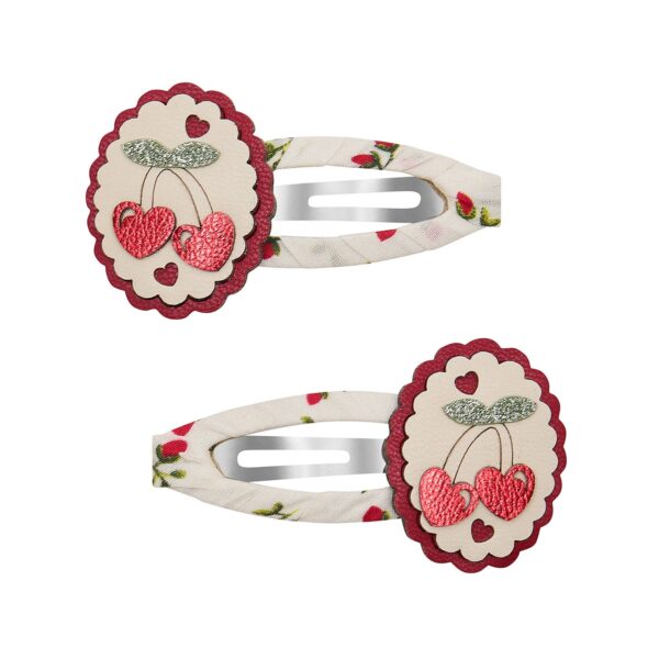 Mimi & Lula 2 hårspænder - Scallop Framed Cherries Mon Cheri