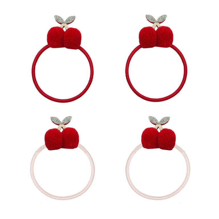 Mimi & Lula 4 hårelastikker - Pom Pom Cherries Mon Cheri
