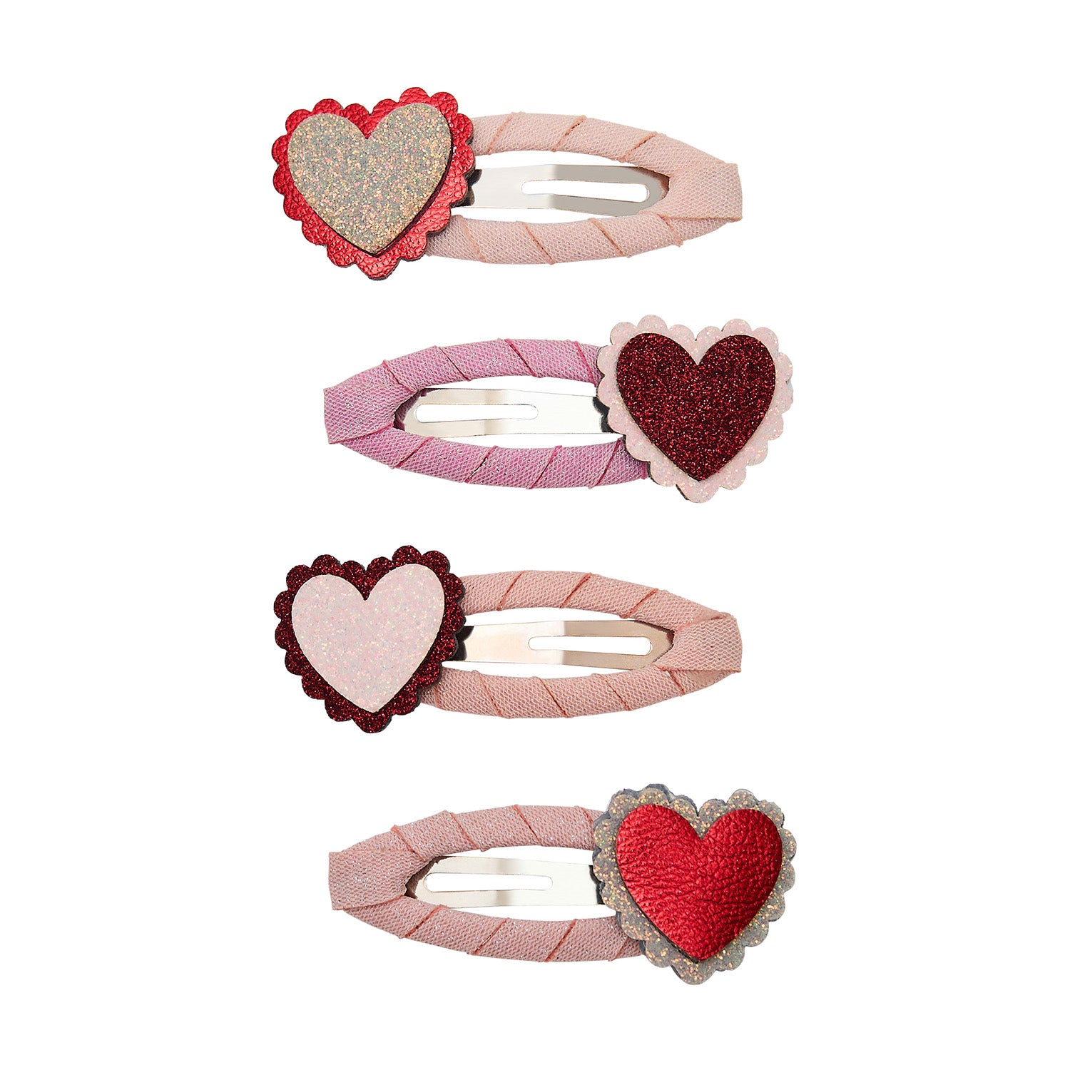 Mimi & Lula 4 hårspænder - Scalloped Heart Valentines