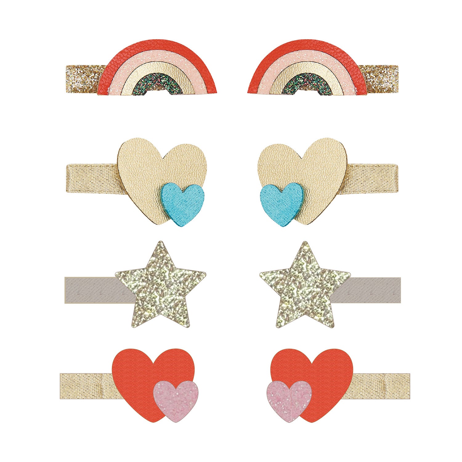 Mimi & Lula 8 Hårclips - Mini Rainbow Heartbeam