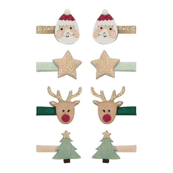 Mimi & Lula 8 Hårclips - Mini Santa Christmas