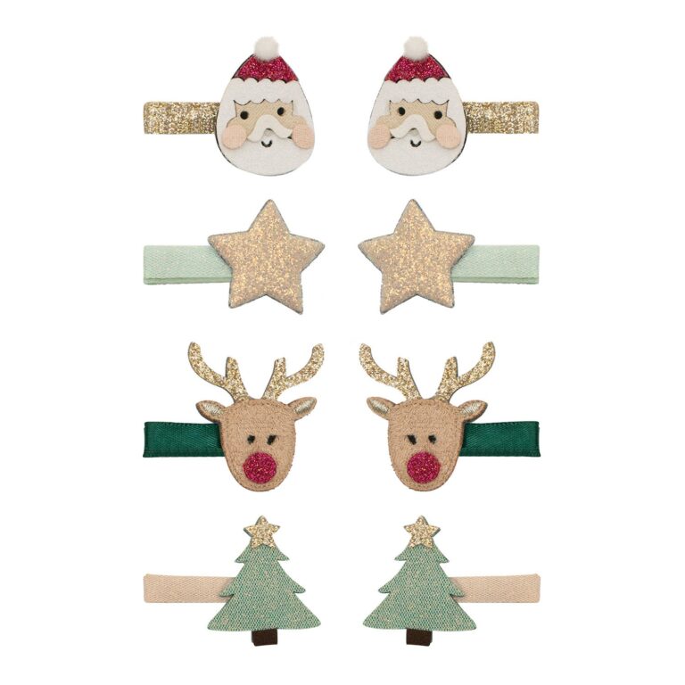 Mimi & Lula 8 Hårclips - Mini Santa Christmas