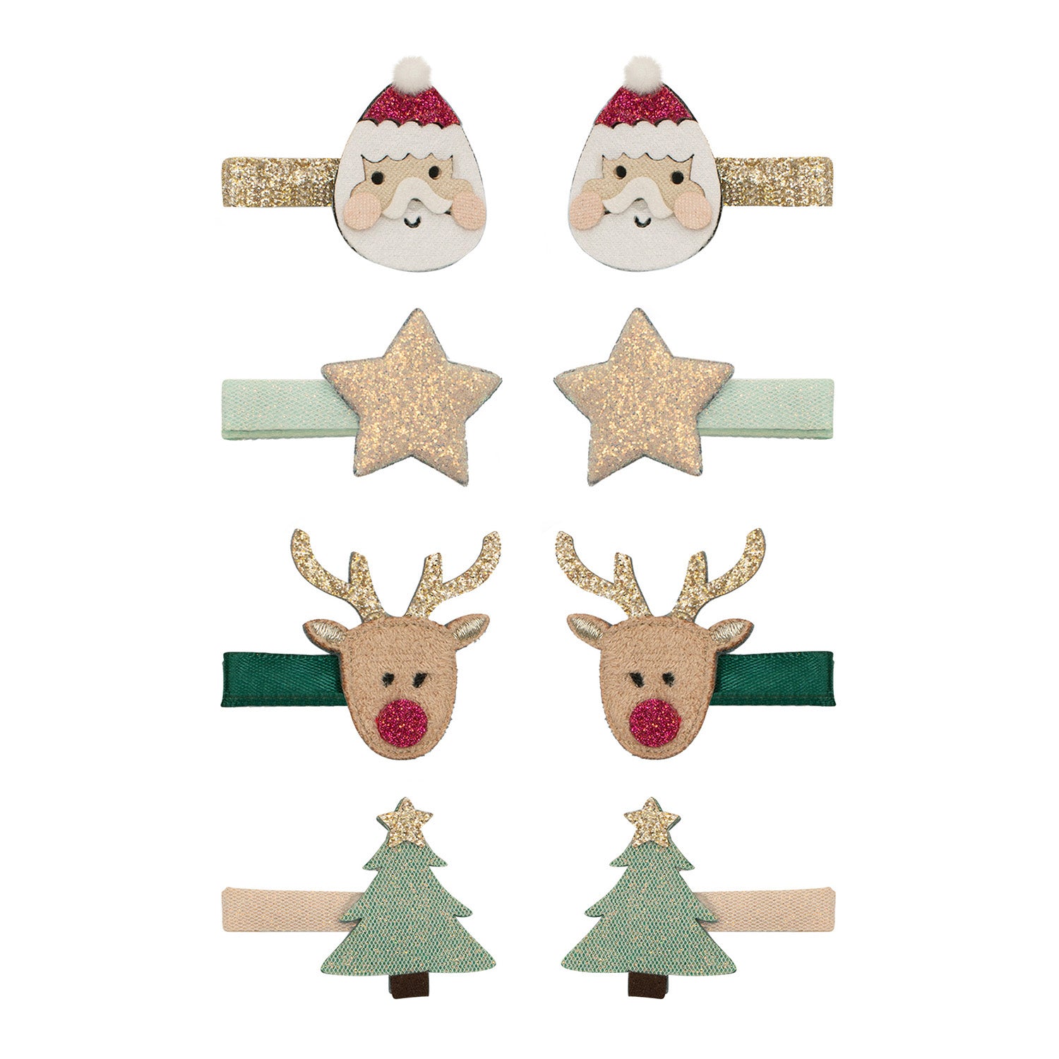 Mimi & Lula 8 Hårclips - Mini Santa Christmas