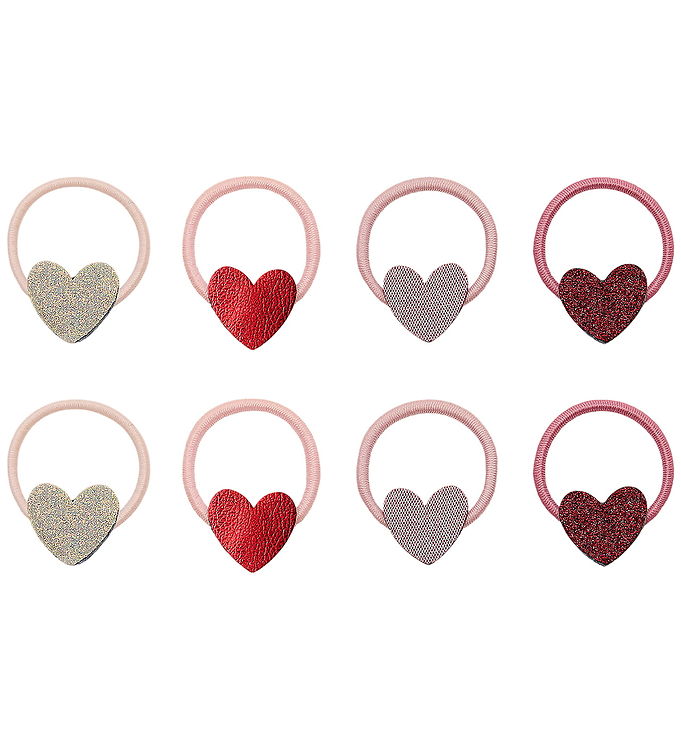 Mimi & Lula Hårelastikker - 8-pak - Mini Heart Valentines