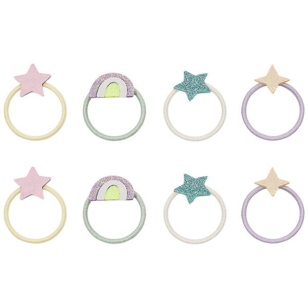 Mimi & Lula Hårelastikker - 8-pak - Mini Rainbow and Star My Lit
