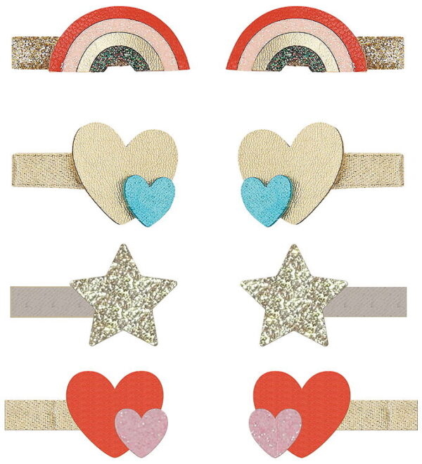 Mimi & Lula Hårklips - 8-pak - 3 cm - Mini Rainbow Heartbeam