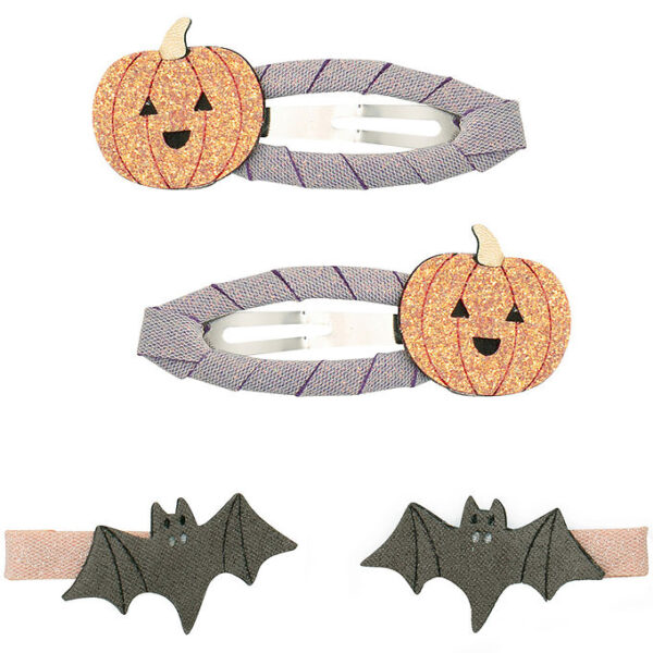 Mimi & Lula Hårpynt-sæt - Spænder/Klips - Pumpkin & Bat Hallowee