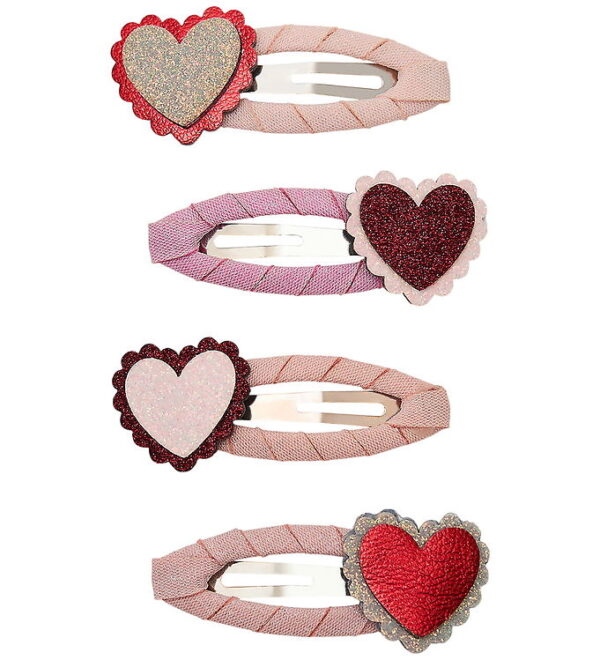 Mimi & Lula Hårspænder - 4-pak - 5 cm - Scalloped Heart Valentin