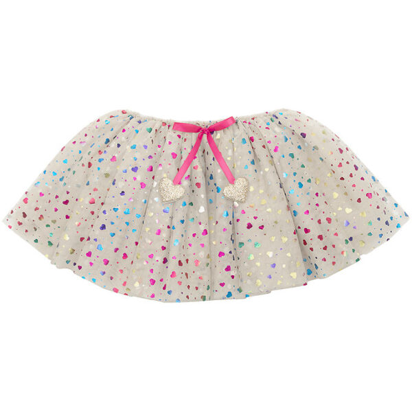 Mimi & Lula Tylskørt - Beige Rainbow Hearts