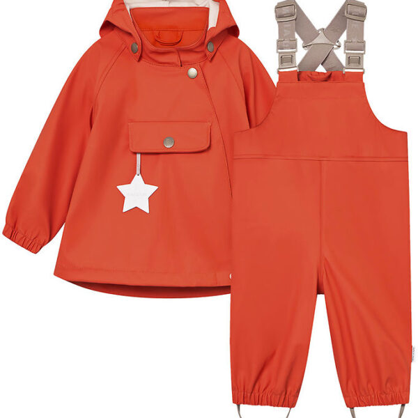 Mini A Ture Regntøj m. Seler - PU - MatWainis - Paprika Red