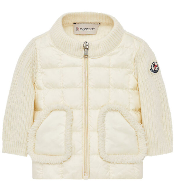 Moncler Cardigan - Uld/Dun - Hvid