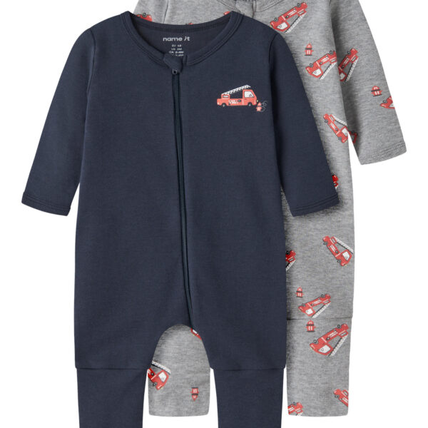 NAME IT 2-Pak Natdragter Firetruck Grey Melange