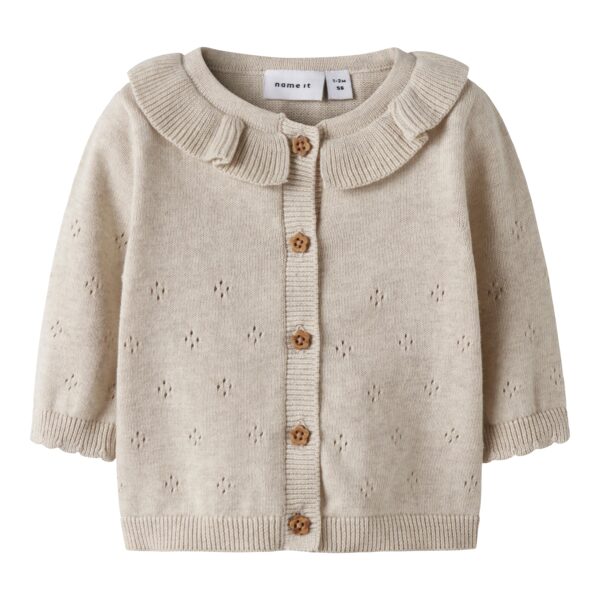 Name It Diame LS Knit Cardigan - Peyote Melange - 50 cm