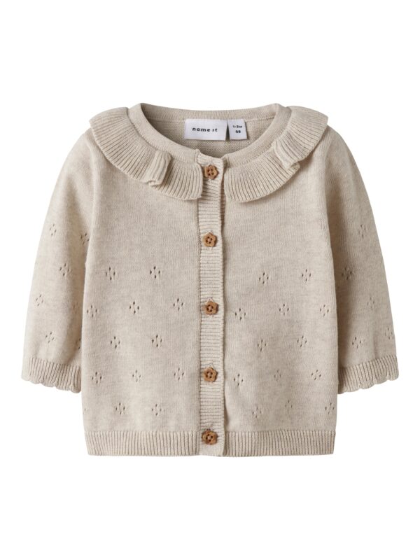 Name It Diame LS Knit Cardigan - Peyote Melange - 50 cm