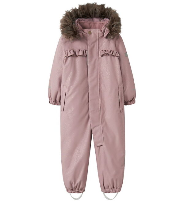 Name It Flyverdragt - NmfSnow10 - Woodrose m. Guldprikker/Flæser