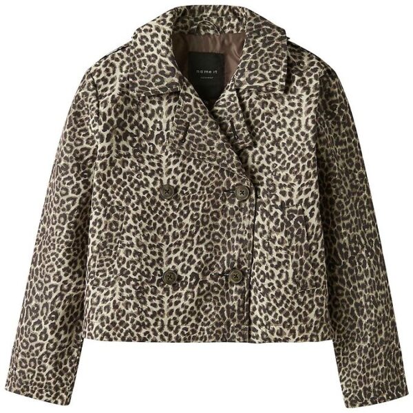 Name It Frakke - NkfMadelin - Kort - Birch m. Leopard