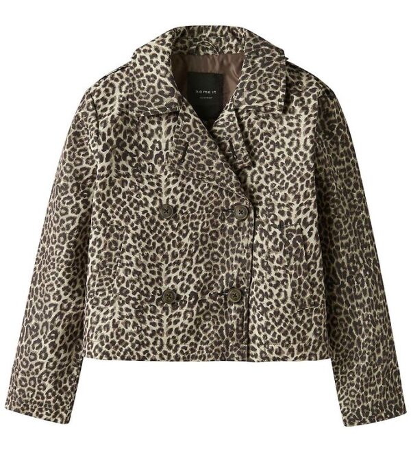 Name It Frakke - NkfMadelin - Kort - Birch m. Leopard