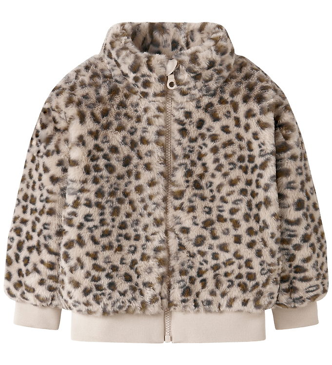 Name It Jakke - Imiteret Pels - NmfMila - Oxford Tan/Leo