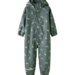 Name It Regndragt m. Fleece - PU - NmmDry10 - Balsam Green/DINO