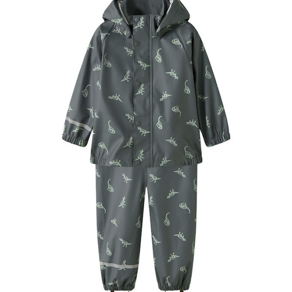 Name It Regntøj m. Seler - PU - NmmDry10 - Balsam Green/DINO