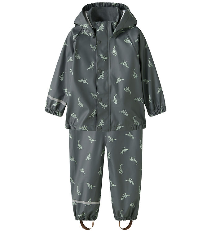 Name It Regntøj m. Seler - PU - NmmDry10 - Balsam Green/DINO