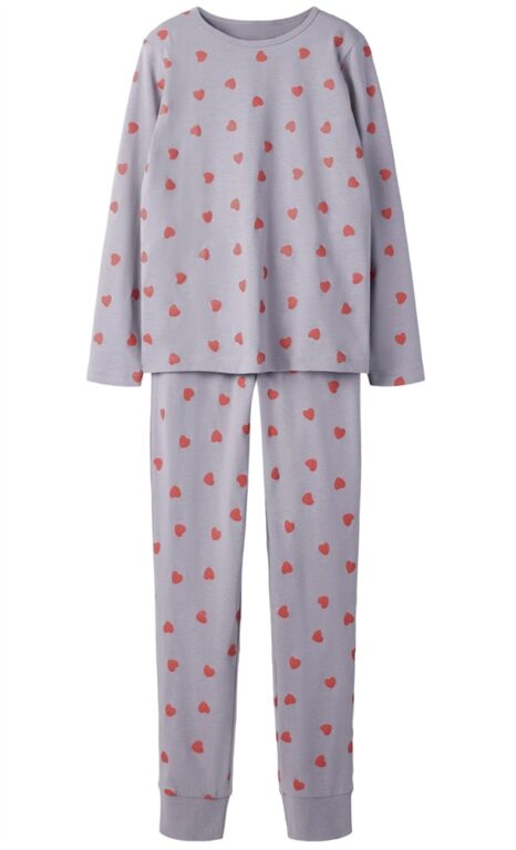Name It nattøj - NKFNIGHTSET HEARTS - Lavender Gray
