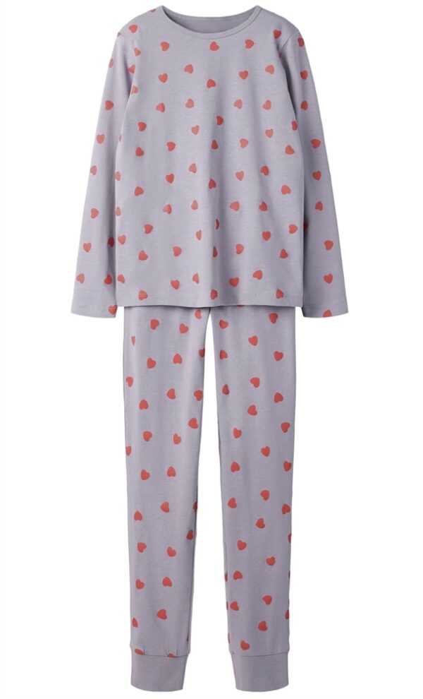 Name It nattøj - NKFNIGHTSET HEARTS - Lavender Gray