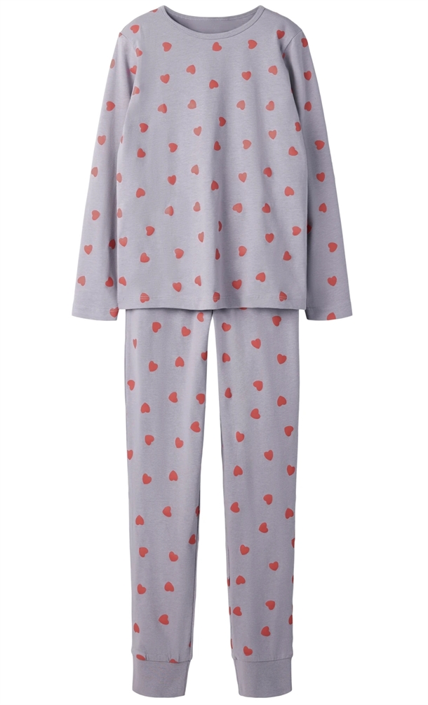 Name It nattøj - NKFNIGHTSET HEARTS - Lavender Gray