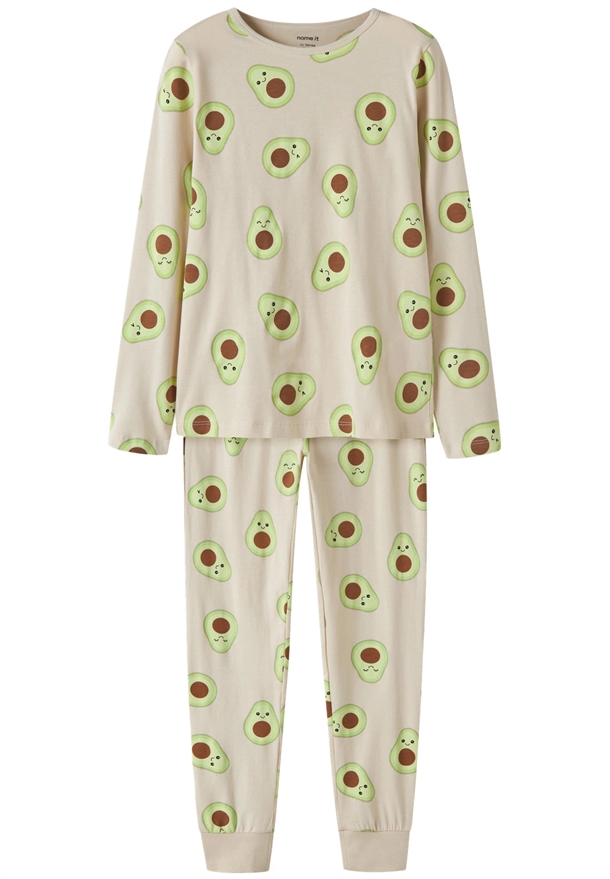 Name It nattøj - nkfnightset - Oatmeal Avocado