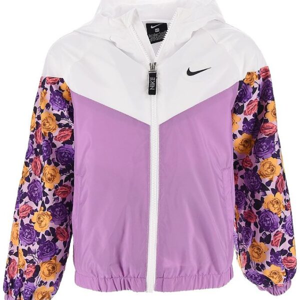 Nike Jakke - Floral Windrunner - Hvid/Lilla