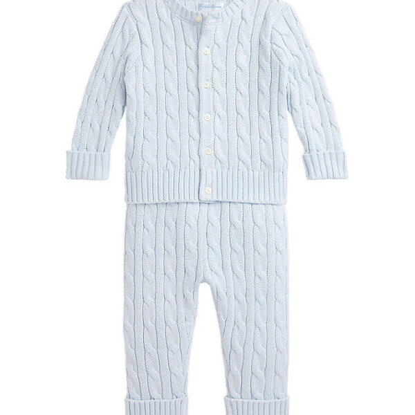 Polo Ralph Lauren Sæt - Cardigan/Bukser - Strik - Pearl Blue