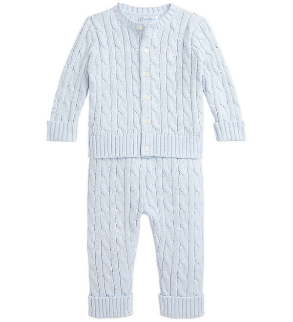Polo Ralph Lauren Sæt - Cardigan/Bukser - Strik - Pearl Blue