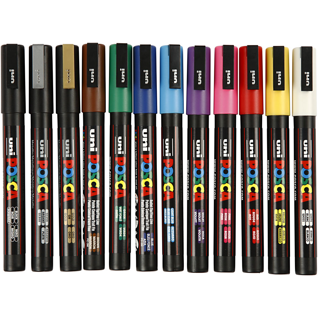 Posca | Posca tusser PC-3M - Basisfarver, 12 stk.