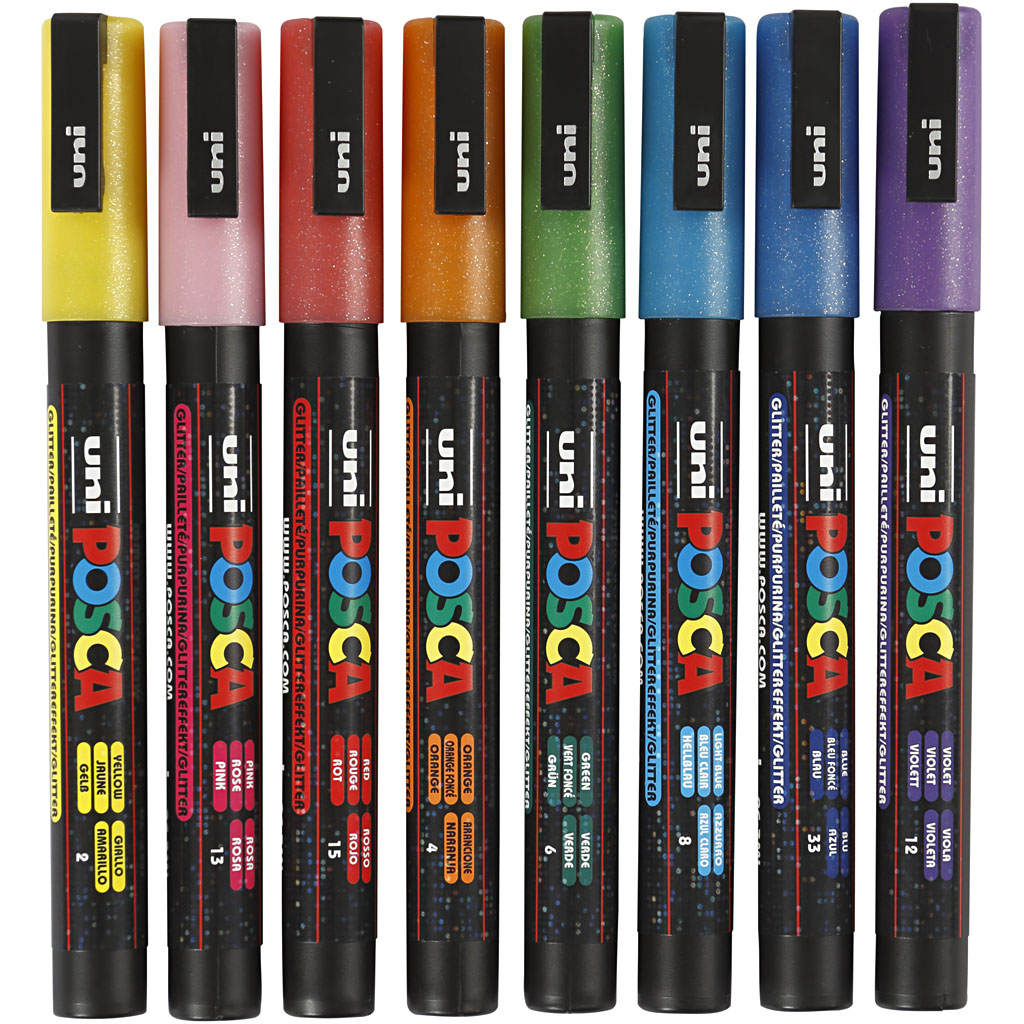 Posca | Posca tusser PC-3M - Glitter, 8 stk.