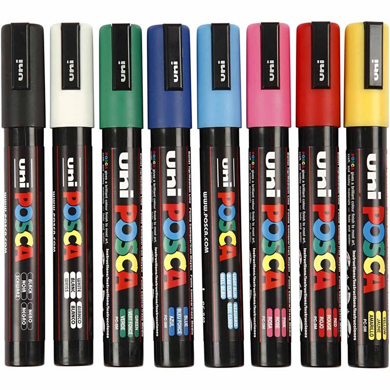 Posca | Posca tusser PC-5M - Basisfarver, 8 stk.