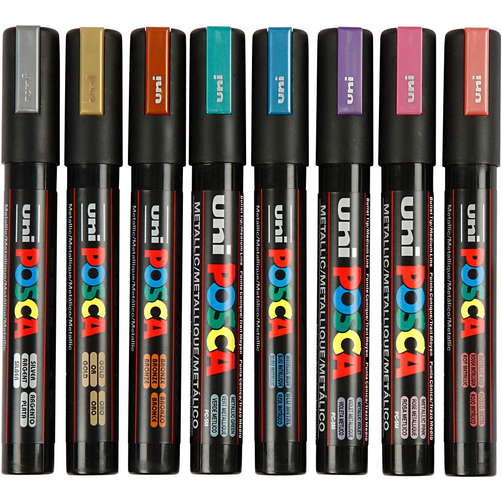 Posca | Posca tusser PC-5M - Metallic, 8 stk.