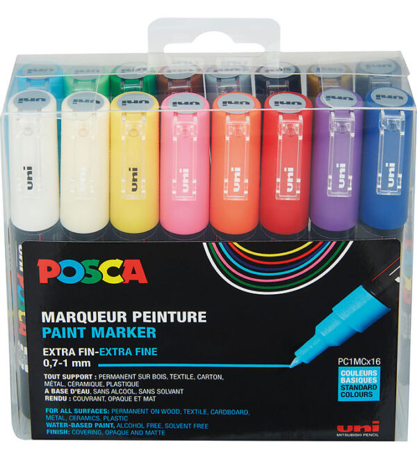 Posca Tuscher - PC-1M - 16 stk. - Multifarvet