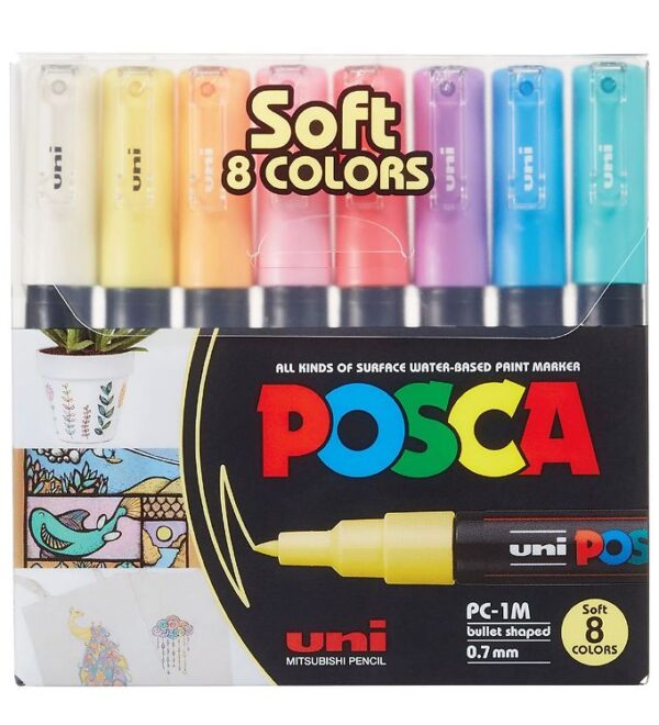 Posca Tuscher - PC-1M - 8 stk. - Afdæmpede Farver