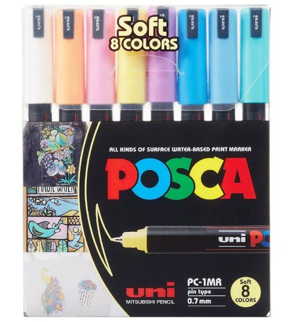 Posca Tuscher - PC-1MR - 8 stk. - Afdæmpede Farver