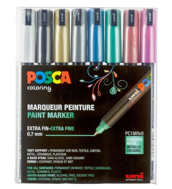 Posca Tuscher - PC-1MR - 8 stk. - Metallisk Multifarvet Posca Tuscher - PC-1MR - 8 stk. - Metallisk Multifarvet