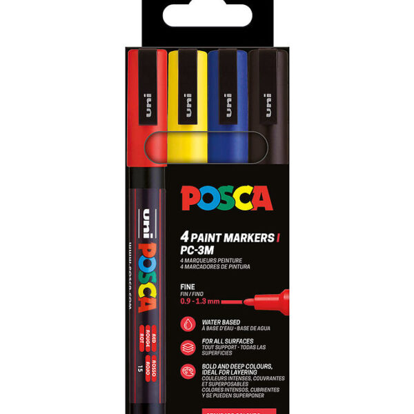 Posca Tuscher - PC-3M - 4 stk. - Rød/Gul/Blå/Sort Posca Tuscher - PC-3M - 4 stk. - Rød/Gul/Blå/Sort
