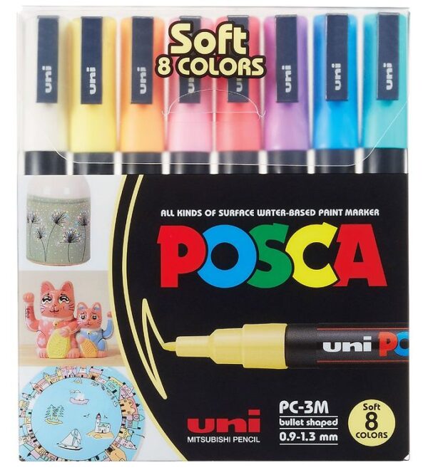 Posca Tuscher - PC-3M - 8 stk. - Afdæmpede Farver